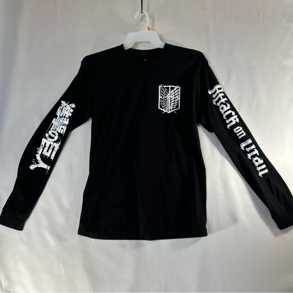 Attack on Titan AOT Black Long Sleeve Graphic Tee